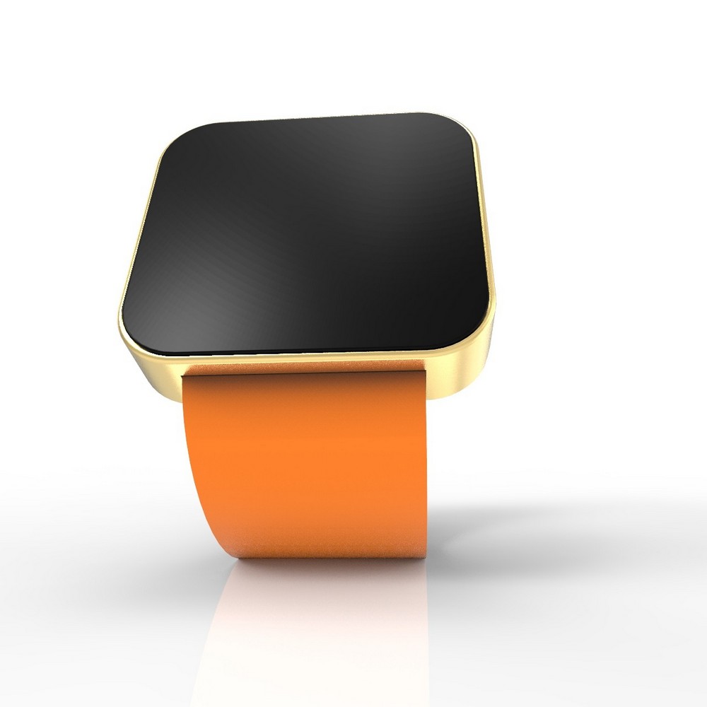Cool Watch Saat - Gold Mat Dokunmatik Kasa - Turuncu Kayış Unisex