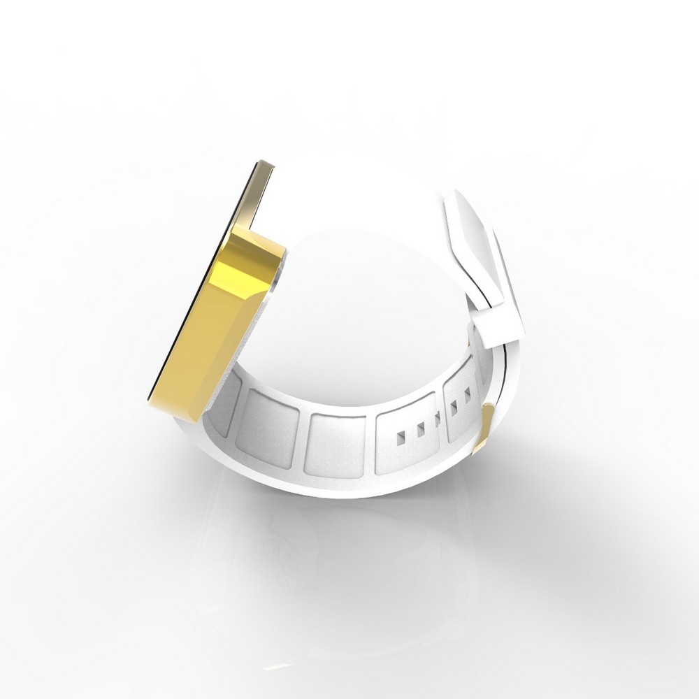 Cool Watch Saat - Gold Shiny Dokunmatik Kasa - Beyaz Kayış Unisex