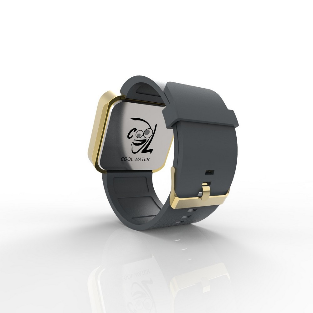 Cool Watch Saat - Gold Shiny Dokunmatik Kasa - Gri Kayış Unisex