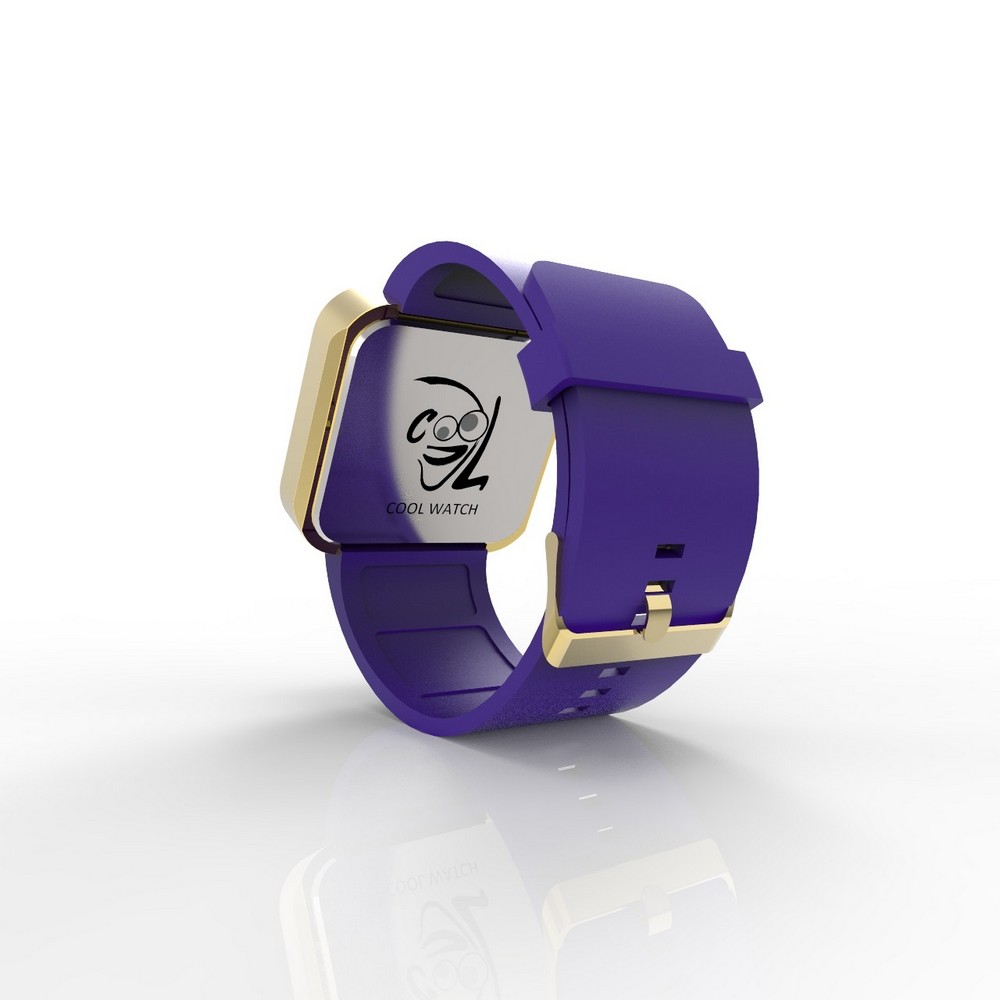 Cool Watch Saat - Gold Shiny Dokunmatik Kasa - Mor Kayış Unisex