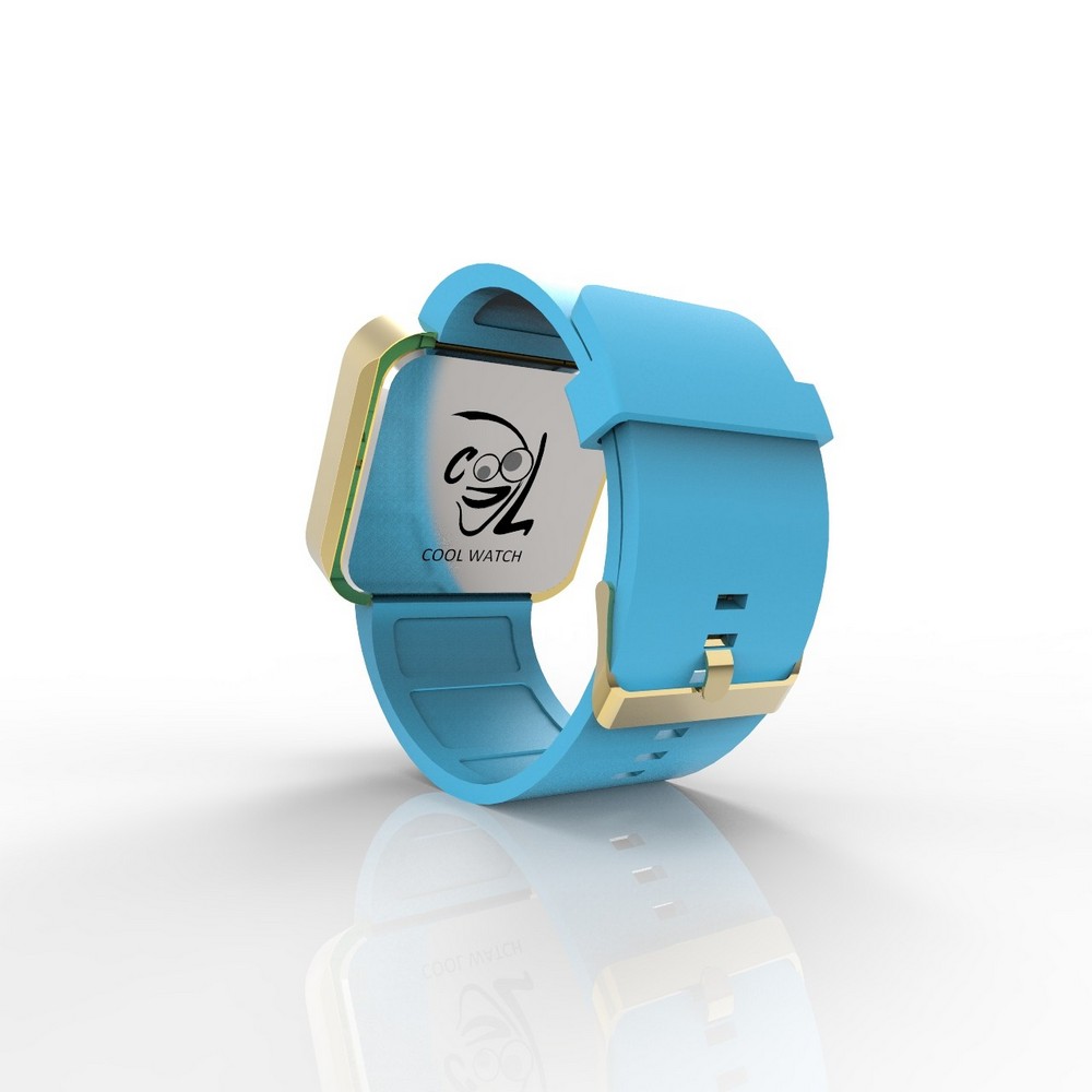 Cool Watch Saat - Gold Shiny Dokunmatik Kasa - Turkuaz Kayış Unisex