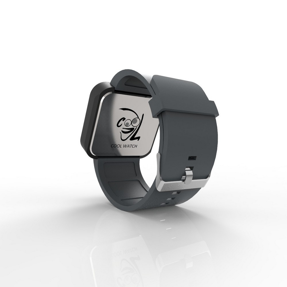 Cool Watch Saat - Siyah Mat Dokunmatik Kasa - Gri Kayış Unisex