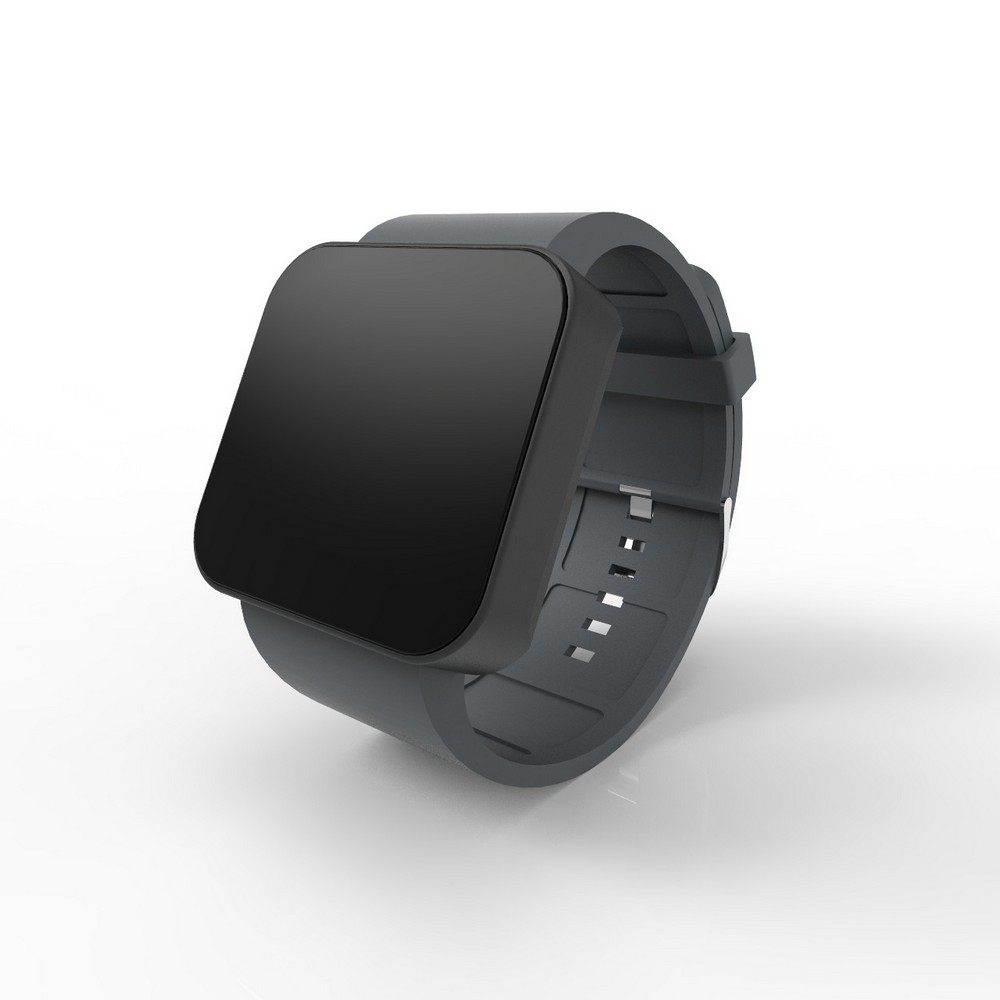 Cool Watch Saat - Siyah Mat Dokunmatik Kasa - Gri Kayış Unisex