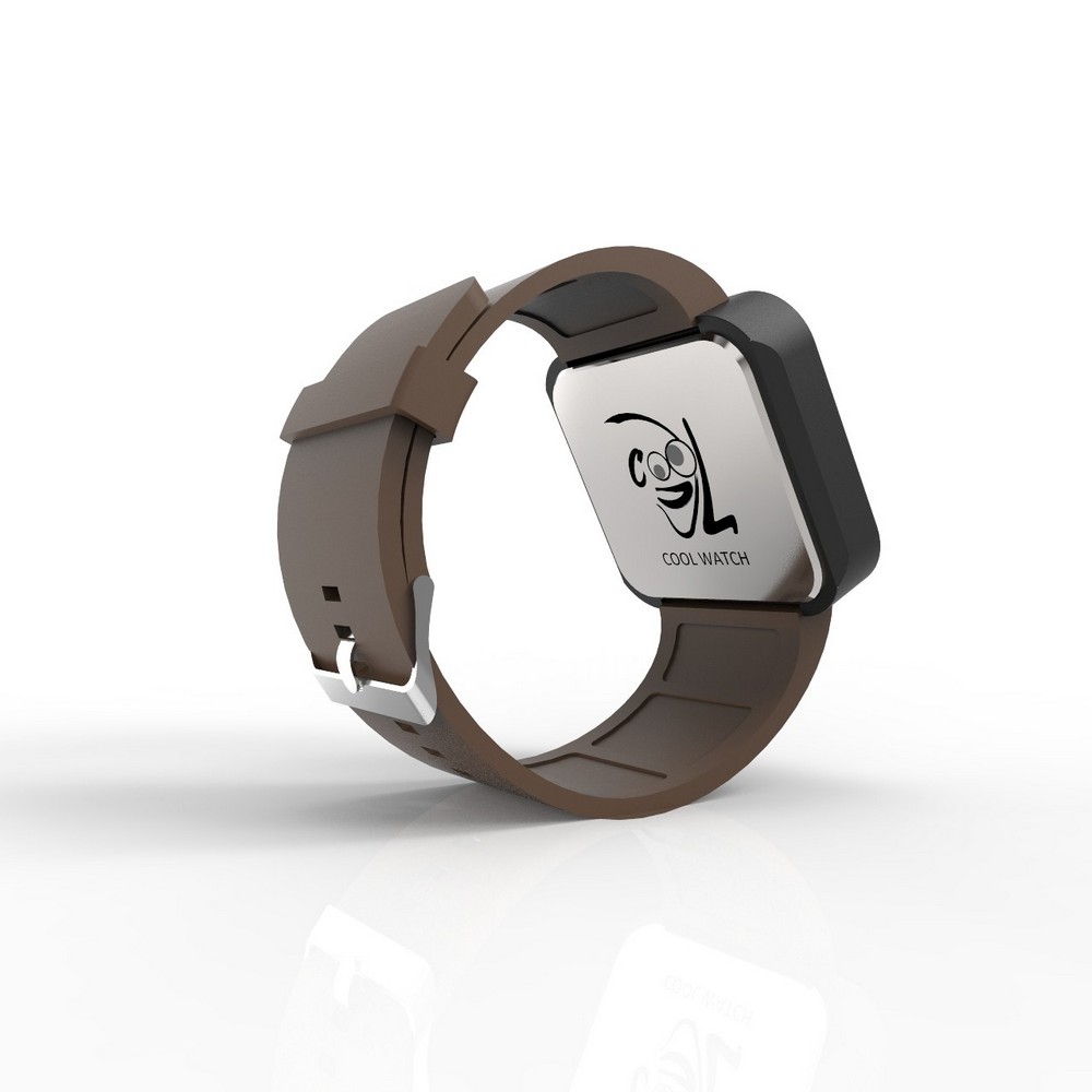 Cool Watch Saat - Siyah Mat Dokunmatik Kasa - Kahverengi Kayış Unisex