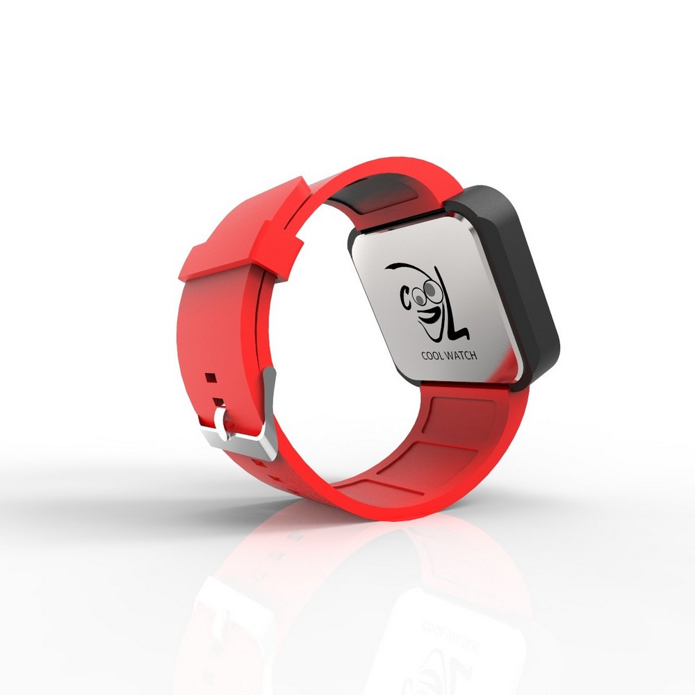 Cool Watch Saat - Siyah Mat Dokunmatik Kasa - Kırmızı Kayış Unisex