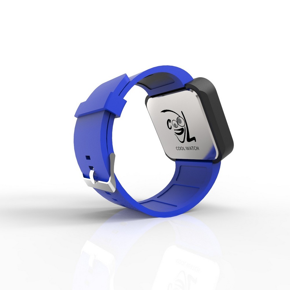 Cool Watch Saat - Siyah Mat Dokunmatik Kasa - Mavi Kayış Unisex