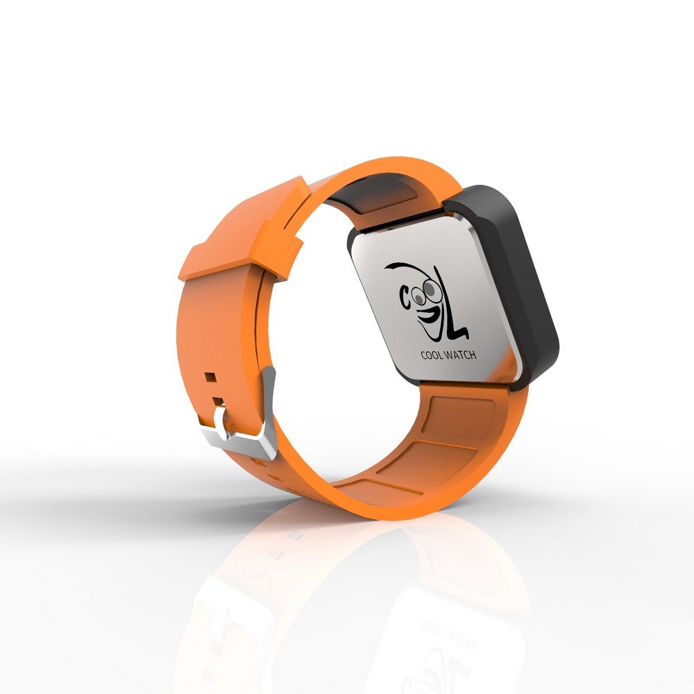 Cool Watch Saat - Siyah Mat Dokunmatik Kasa - Turuncu Kayış Unisex