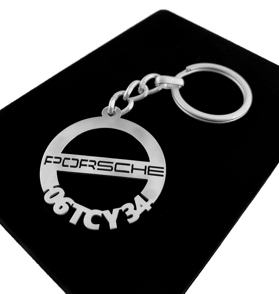 Kişiye Özel - Metal Porsche - Gümüş Anahtarlık Gerçek Gümüş Kaplama